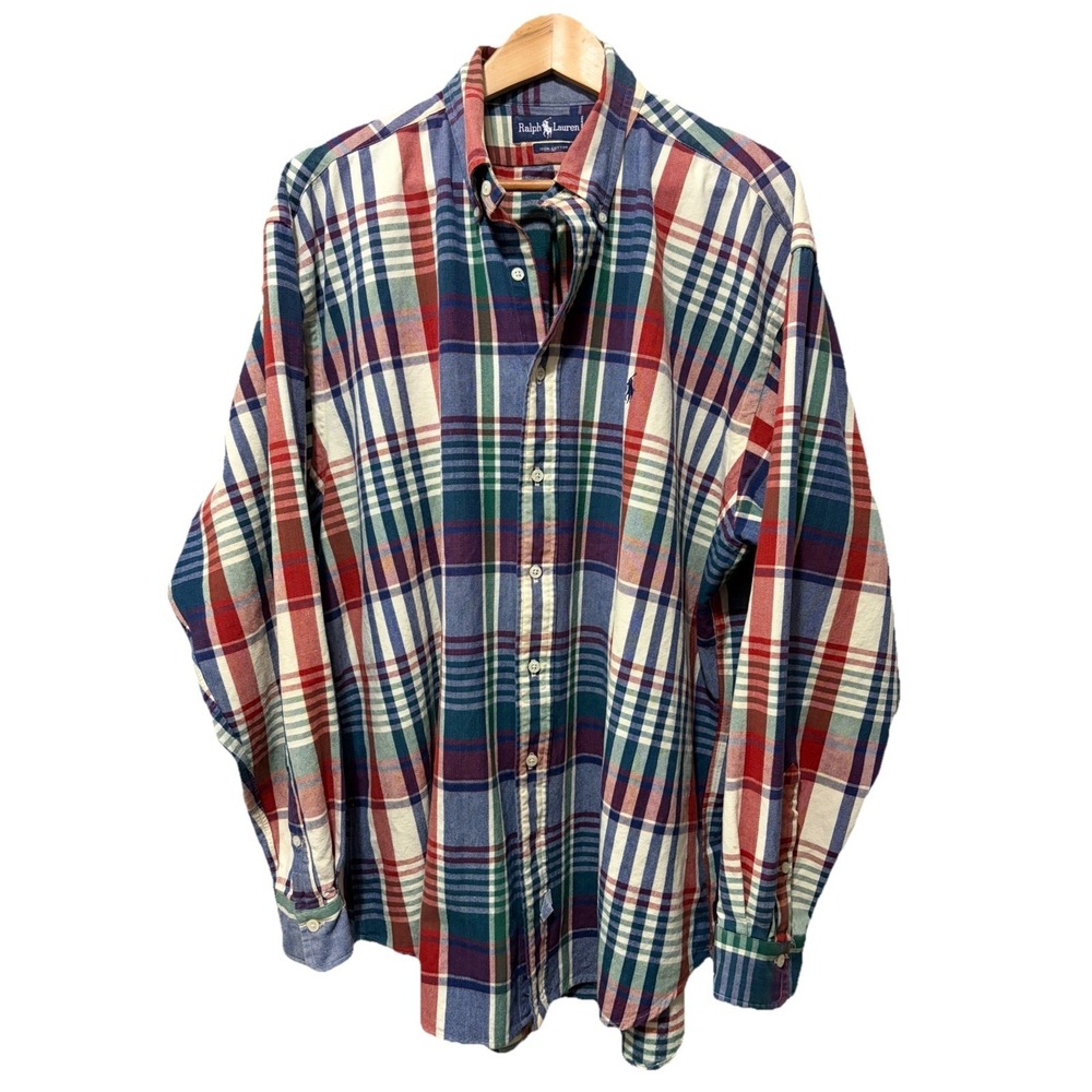 Polo Ralph Lauren Plaid Button Down Shirt XL Preppy Y2K Vintage Style